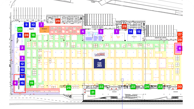 Plano del Stand 385 de Grupo La Florida en Centro Banamex