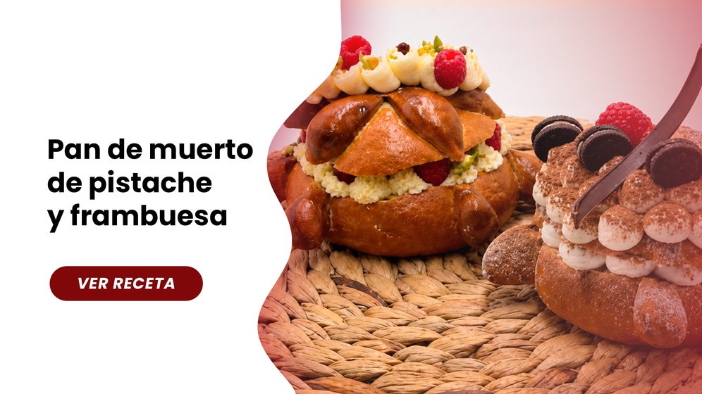 Receta: Pan de muerto de pistache y frambuesa